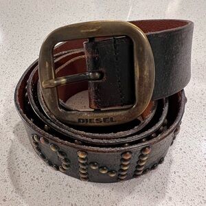 Diesel Black and Brown Studded Belt